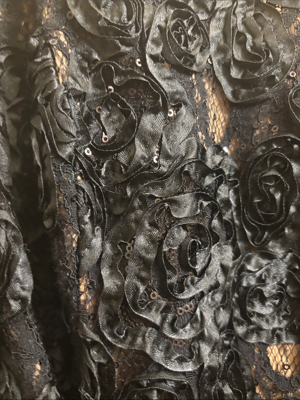 Black Floral Appliqué Tie-Waist Blouse - Picture 4 of 4